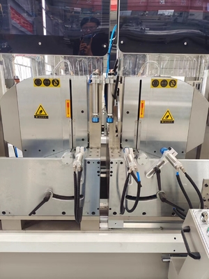 45 e 90 graus CNC Máquina de corte de dupla mitra para alumínio e UPVC porta de janela e parede cortina